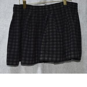 Theory Black Wool Check Mini Skirt Size 8